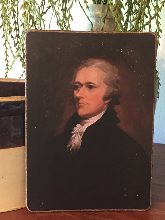 Alexander Hamilton Antiqued Canvas Board Portrait