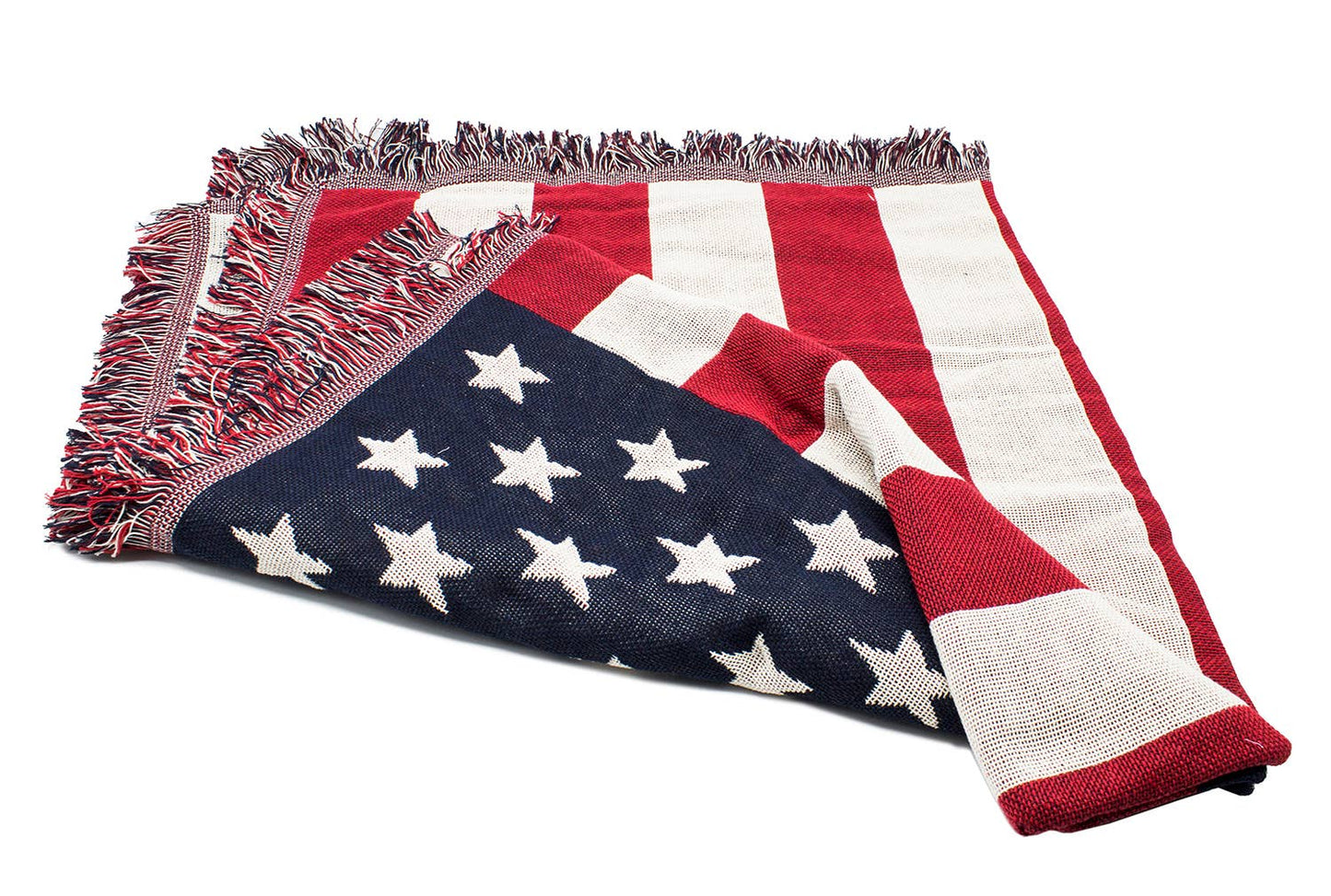 American Flag Double Knit Cotton Throw Blanket