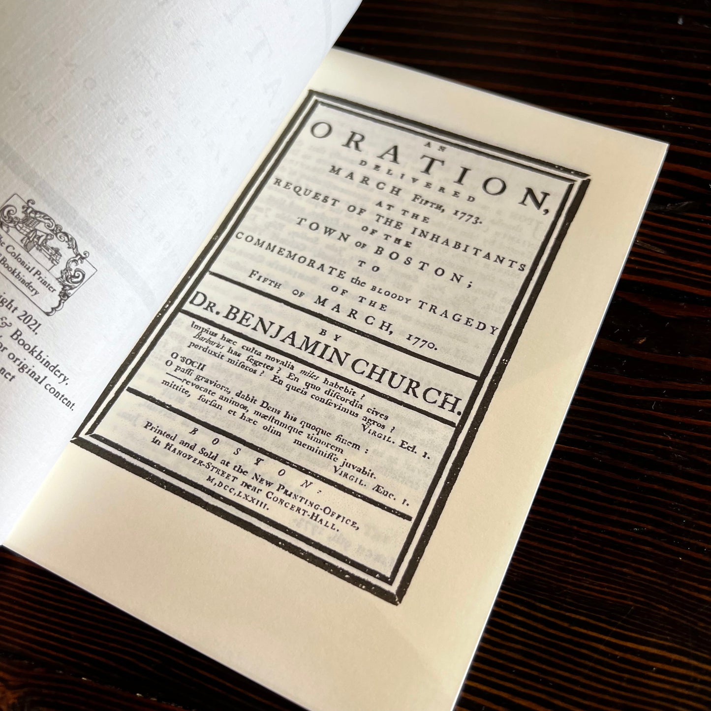 An Oration Delivered – on the Boston Massacre Pamphlet (d. 1773)