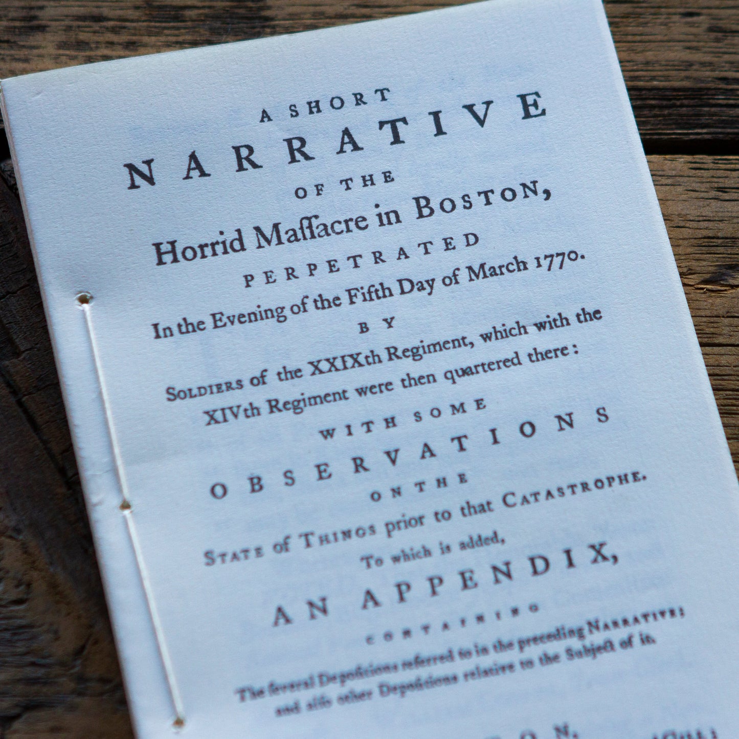 A Short Narrative of the Horrid Boston Massacre Pamphlet