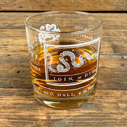 Pennsylvania Gazette Join or Die Whiskey Glass